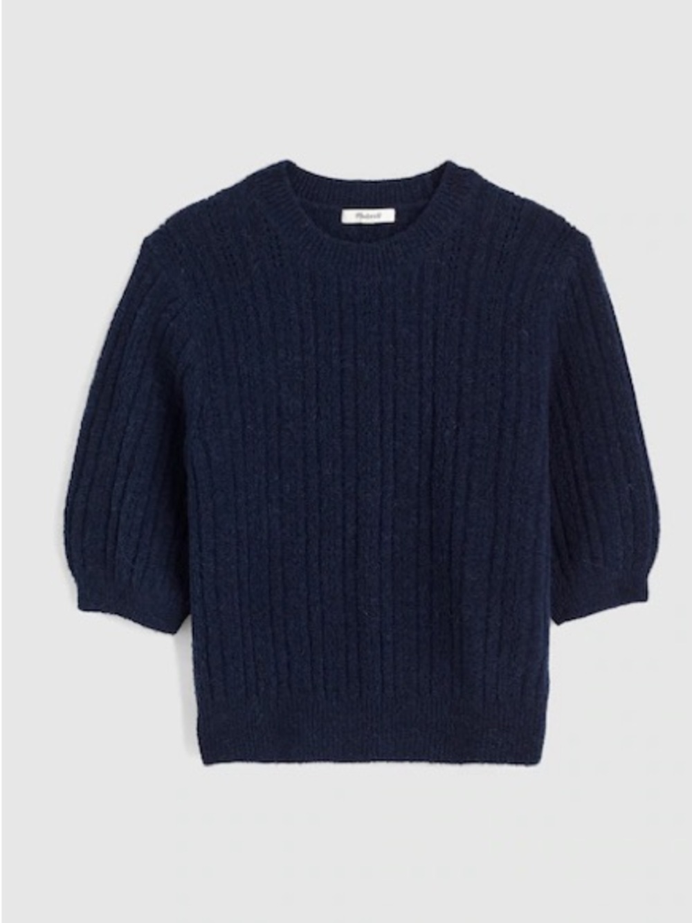 Madewell Cloudsoft Charm Stitch Hazel Sweater Tee Small Navy Blue Preppy juniper